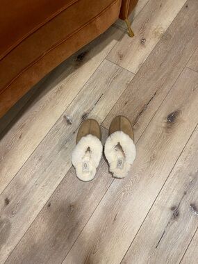 UGG Chestnut/Tan Suede Shearling Slip-On Slippers